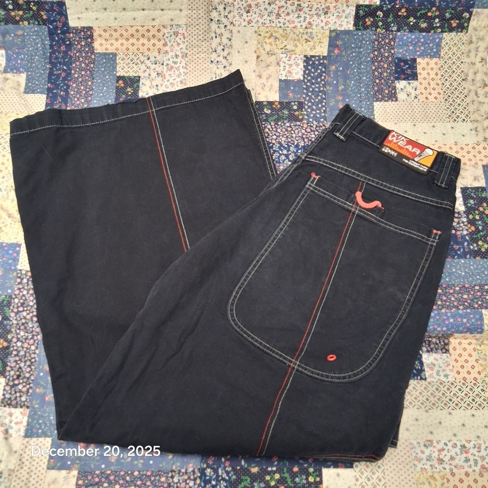 Vintage Kik Wear Cargo Pants Thru The Microphone Size 32 Black Skater Y2K Zip